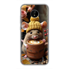 Печатный чехол «Зверята с кофе» для Nokia C10 – Медведь с кофе