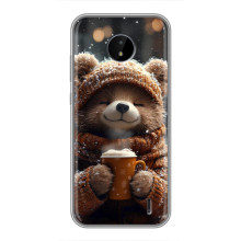 Печатный чехол «Зверята с кофе» для Nokia C10 – Мишка с кофе