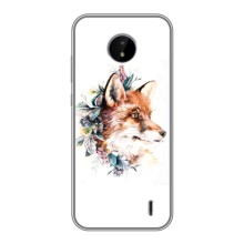 Чехлы с картинкой Лисички для Nokia C20 (VPrint) (Лисичка в цветочках)