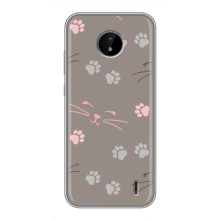 Чехол с рисунком кот на Nokia C20 (Лапы и усы)
