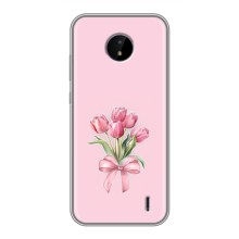 Чехол с розовым рисунком для Nokia C20 (Букет цветов)