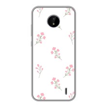 Чехол с розовым рисунком для Nokia C20 (Розовые цветы)