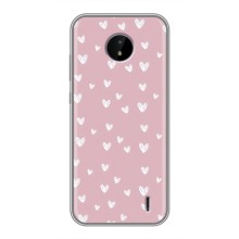 Чехол с розовым рисунком для Nokia C20 (Сердечки на розовом)