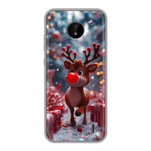 Яркий чехол для Nokia C20 с Зимними Оленятами – Олень среди подарков