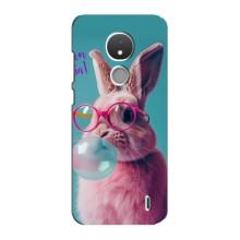 Чехол с принтом стильные животные для Нокиа С21 (Кролик в очках)