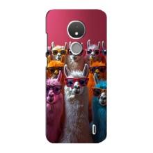 Чехол с принтом стильные животные для Нокиа С21 (Ламы в очках)