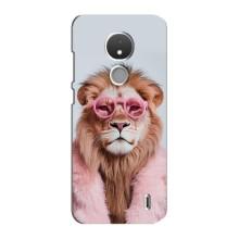 Чехол с принтом стильные животные для Нокиа С21 (Лев в очках)