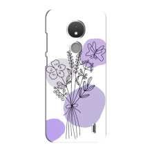 Силконовий чохол з принтом в квітах на Nokia C21 (Фіолетовий букет)