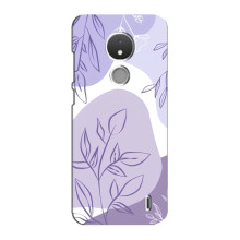 Силконовий чохол з принтом в квітах на Nokia C21 (Фіолетовий дизайн)
