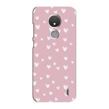 Чохол з розовим принтом для Nokia C21 – Сердечки на рожевому