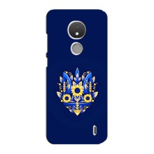 Чехол с украинским гербом на Nokia C21 (Цветочный герб)
