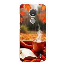 Чехол с уникальным дизайном «Осень с кофе» для Nokia C21 – Кофе и дождь