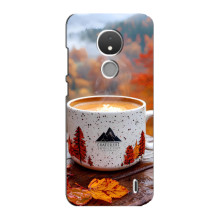 Чехол с уникальным дизайном «Осень с кофе» для Nokia C21 – Кофе на природе