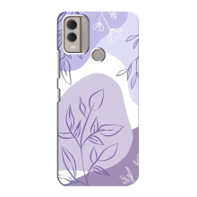Силконовий чохол з принтом в квітах на Nokia C22 (Фіолетовий дизайн)