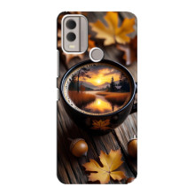 Чехол с уникальным дизайном «Осень с кофе» для Nokia C22 – Тёмный кофе