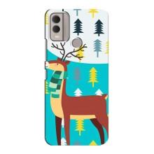 Силиконовый бампер с картинкой животных для Nokia C22 (Олень с шарфом)