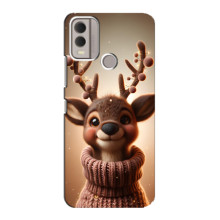 Яркий чехол для Nokia C22 с Зимними Оленятами – Олень в свитере