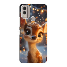 Яркий чехол для Nokia C22 с Зимними Оленятами – Оленёнок среди гирлянд