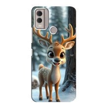 Яркий чехол для Nokia C22 с Зимними Оленятами – Оленёнок в лесу