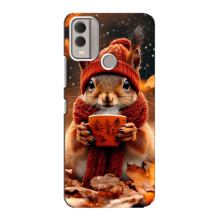 Печатный чехол «Зверята с кофе» для Nokia C22 – Белка с кофе
