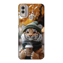 Печатный чехол «Зверята с кофе» для Nokia C22 – Тигр с кофе
