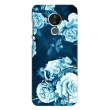Чехлы (ART) Цветы на Nokia C30 (VPrint) (Голубые Бутоны)