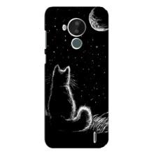 Чехол с принтом для Nokia C30 (AlphaPrint) Модные коты (Котик и луна)