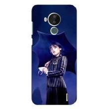 Чехлы Венсдей на Nokia C30 Уэнсдей (AlphaPrint) (Уэнздей с зонтом)