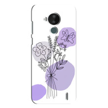 Силиконовый чехол с принтом в цветах на Nokia C30 (Фиолетовый букет)