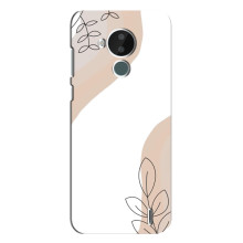 Силиконовый чехол с принтом в цветах на Nokia C30 (Нюдовый дизайн)