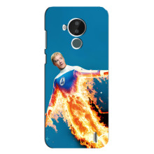 Чехол с принтом Фантастическая четверка для Nokia C30 – Человек-Факел