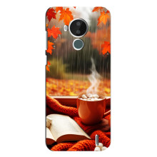 Чехол с уникальным дизайном «Осень с кофе» для Nokia C30 – Кофе и дождь