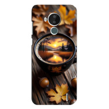 Чехол с уникальным дизайном «Осень с кофе» для Nokia C30 – Тёмный кофе