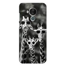 Силиконовый чехол с КАРТИНКАМИ лето для Nokia C30 (AlphaPrint) – Жирафы в очках