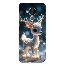 Яркий чехол для Nokia C30 с Зимними Оленятами – Блистающий оленёнок