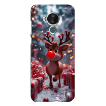 Яркий чехол для Nokia C30 с Зимними Оленятами – Олень среди подарков