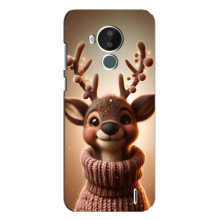 Яркий чехол для Nokia C30 с Зимними Оленятами – Олень в свитере