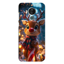 Яркий чехол для Nokia C30 с Зимними Оленятами – Олень в шарфе