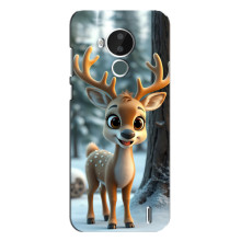 Яркий чехол для Nokia C30 с Зимними Оленятами – Оленёнок в лесу