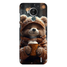 Печатный чехол «Зверята с кофе» для Nokia C30 – Мишка с кофе