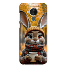 Печатный чехол «Зверята с кофе» для Nokia C30 – Зайчик с кофе