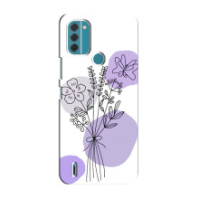 Силконовий чохол з принтом в квітах на Nokia C31 – Фіолетовий букет