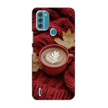 Чехол с уникальным дизайном «Осень с кофе» для Nokia C31 – Кофе на пледе