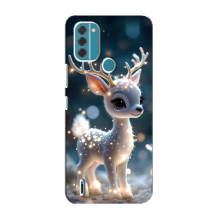 Яркий чехол для Nokia C31 с Зимними Оленятами – Блистающий оленёнок