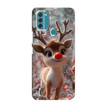 Яркий чехол для Nokia C31 с Зимними Оленятами