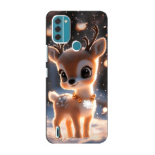 Яркий чехол для Nokia C31 с Зимними Оленятами – Оленёнок
