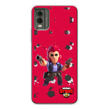 Бампер (ТПУ) с принтом Brawl Stars на Нокиа С32 (Кольт на красном)