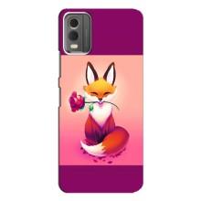 Чехлы с картинкой Лисички для Nokia C32 (VPrint) (Лисичка с розочкой)