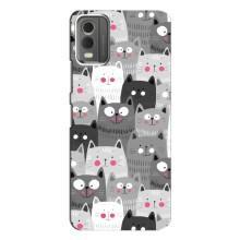 Чехлы с Котиками для Nokia C32 (VPrint) (Рисованные котики)