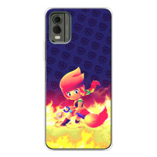 Чехол (ТПУ) с героями Бравл Старс на Nokia C32 – Пенни в огне